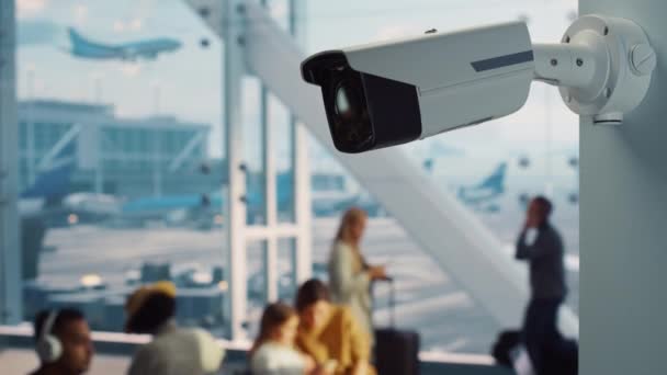 Cámara de vigilancia de terminal de aeropuerto — Vídeo de stock