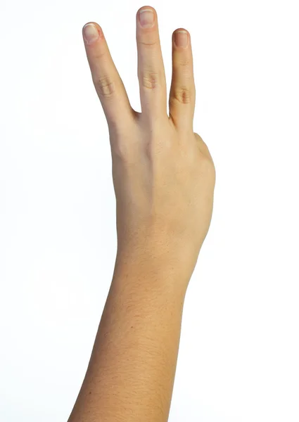 Рука в повітрі з трьома пальцями — стокове фото