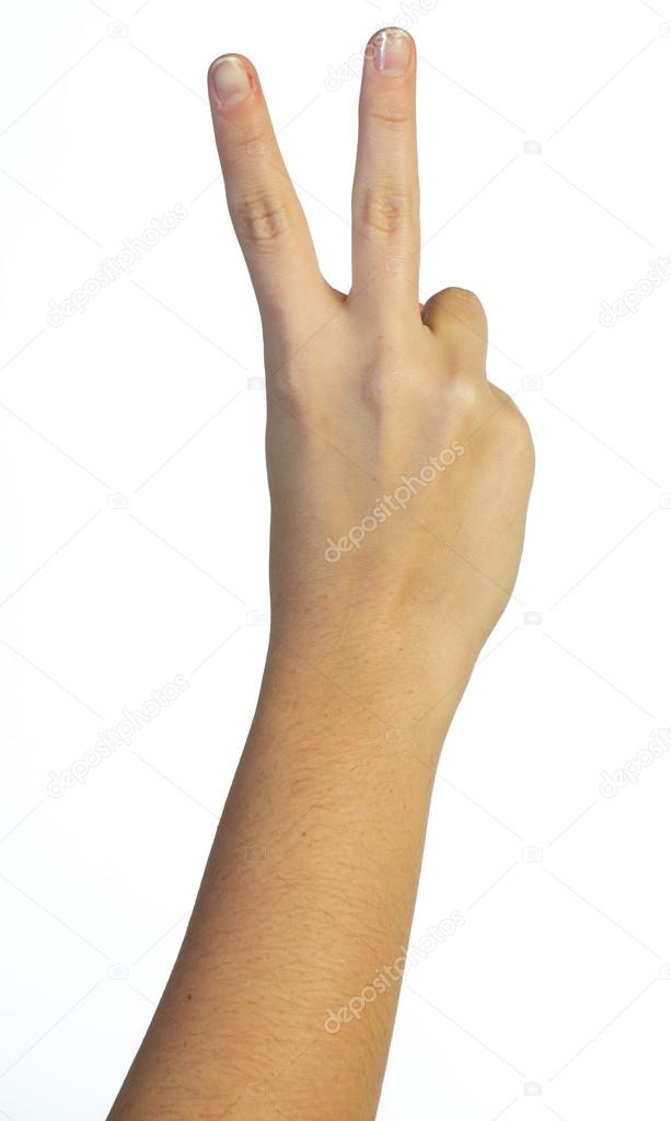 Hand in the air with two fingers — Stock Photo © SerendipityMemo 29448961