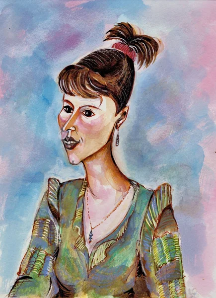 Akvarell porträtt av en affärskvinna — Stockfoto