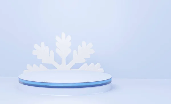 Minimaal Nieuwjaarspodium Blauwe Tinten Abstract Winter Renderen — Stockfoto