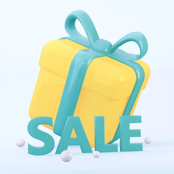 One Yellow a gift with text Sale. 3d rendering. — Stock Photo, Image