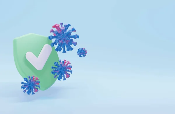 Skydd mot bakterier. En sköld som skyddar viruset från penetration. 3d-konvertering — Stockfoto