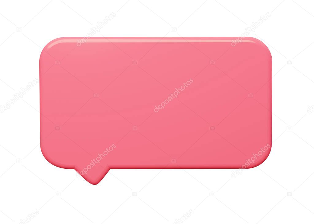 Pink empty speech bubble. 3d rendering.