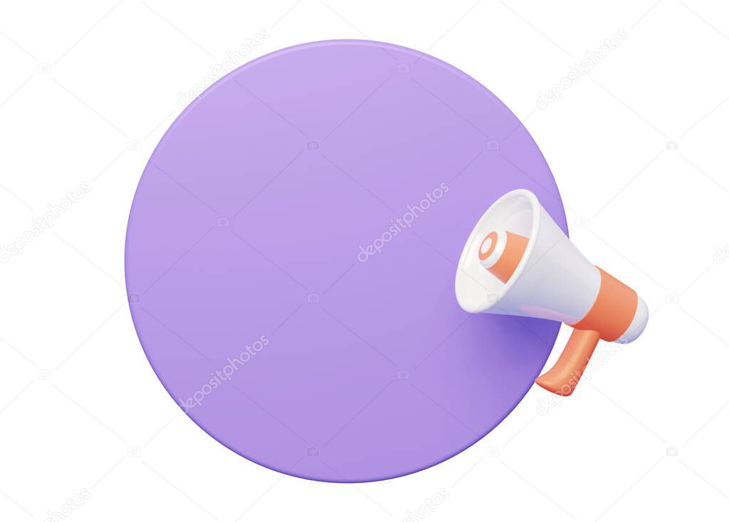 Purple empty matchbox and loudspeaker. Isolated on white background. 3d rendering