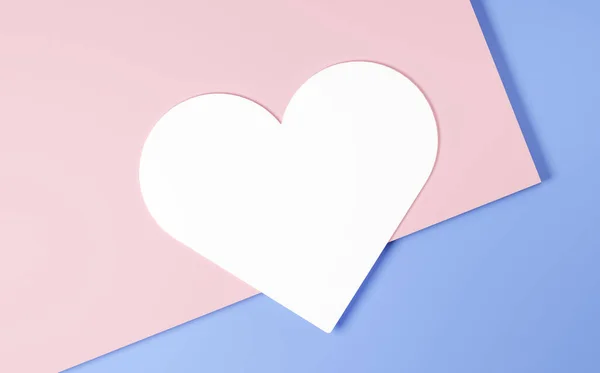 White Heart Paper Background Blue Peach Color Can Used Invitations — Stock Photo, Image