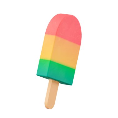 Üç renkli dondurmalı dondurma. 3B görüntüleme