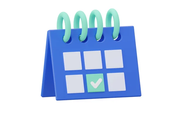 3D blå kalender. 3D-återgivning illustration — Stockfoto