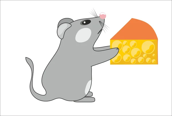 Cartoon Mouse con formaggio — Vettoriale Stock