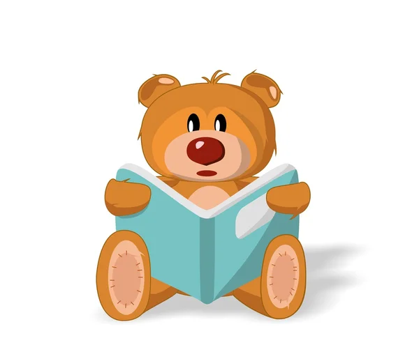 Bear speelgoed met boek op een witte achtergrond. vectorillustratie. — Stockvector