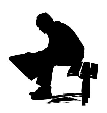 Bir adam bir gazete (vektör Illustratio okuyor)