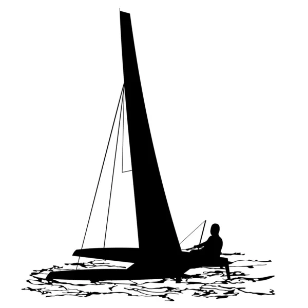 カタマラン ヨットのシルエット — ストックベクタ