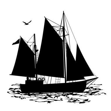 yelkenli tekne siluet bir yan görünümden