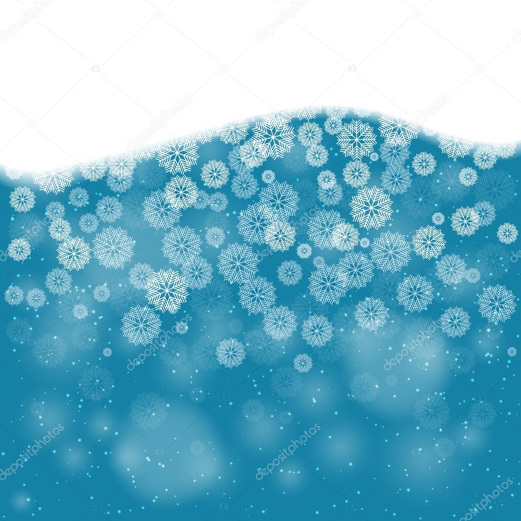 Falling snow on the blue - vector image