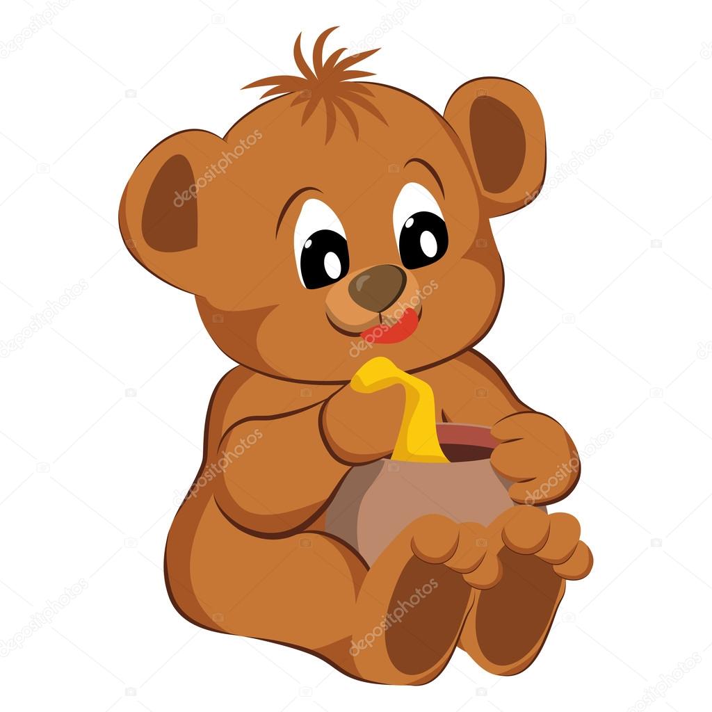 Bear toy on a white background. Vector illustration.