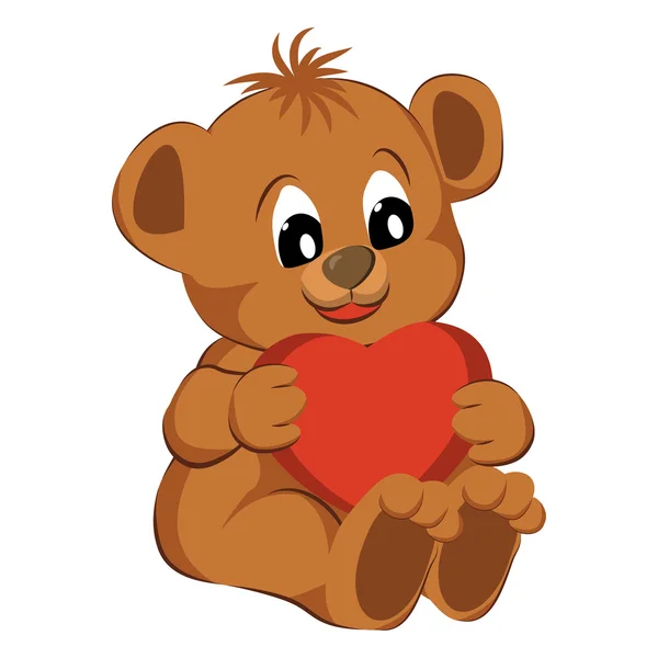 Beyaz bir arka plan üzerinde kalp oyuncak ayı. vektör çizim.