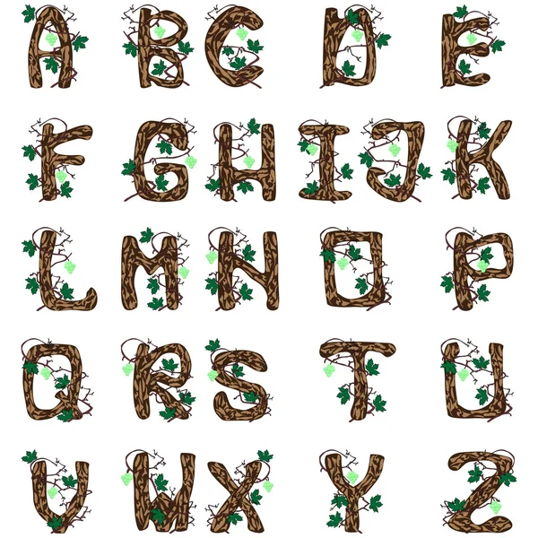 文字のセットです。木製のモノグラム — ストックベクタ