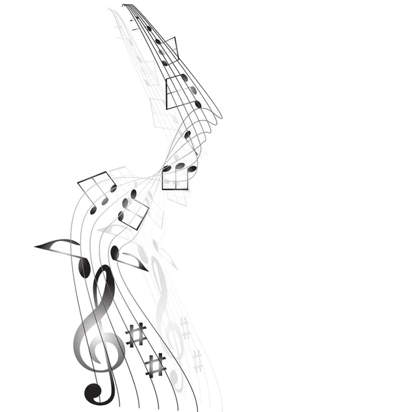 Notas musicales personal de fondo en blanco. Ilustración vectorial . — Vector de stock