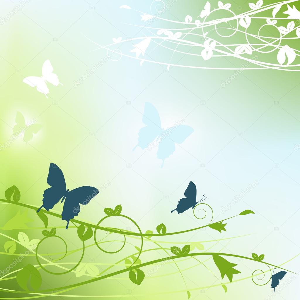 Flower background with butterfly. Vector illustration