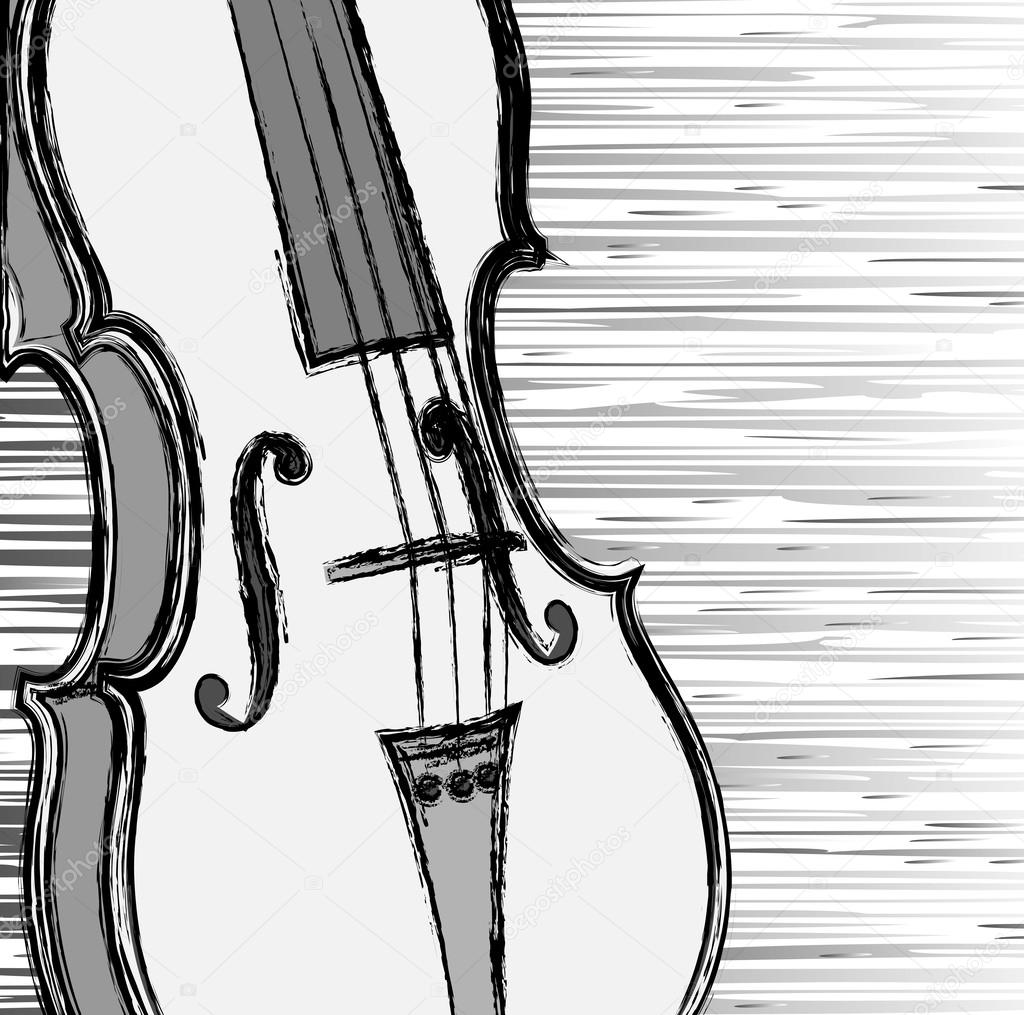 Grunge violin. Vector illustration