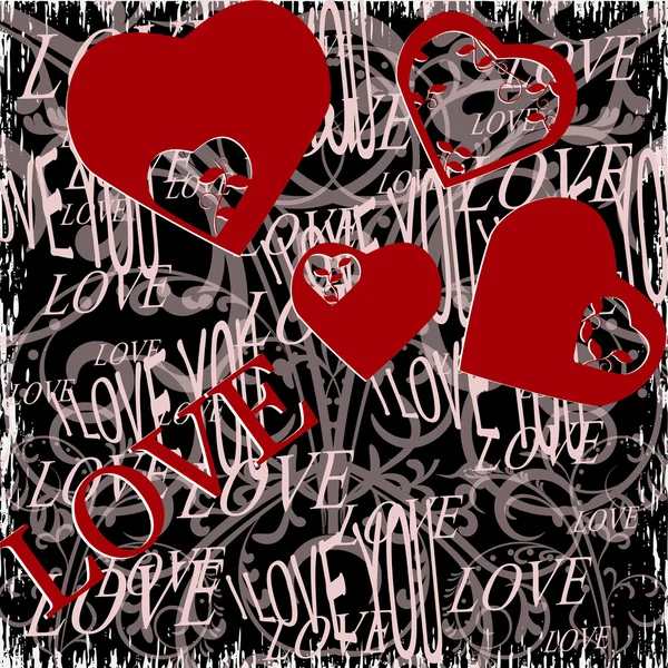 Grunge backgraund día de San Valentín con corazones . — Vector de stock