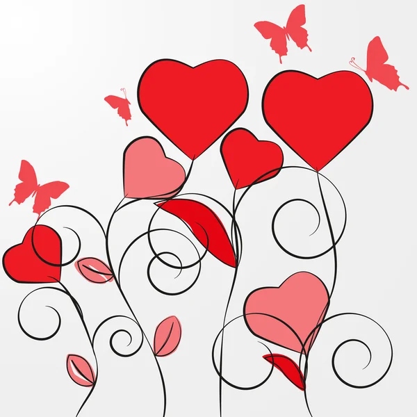 Valentine's day background with hearts and butterfly — Stock Vector