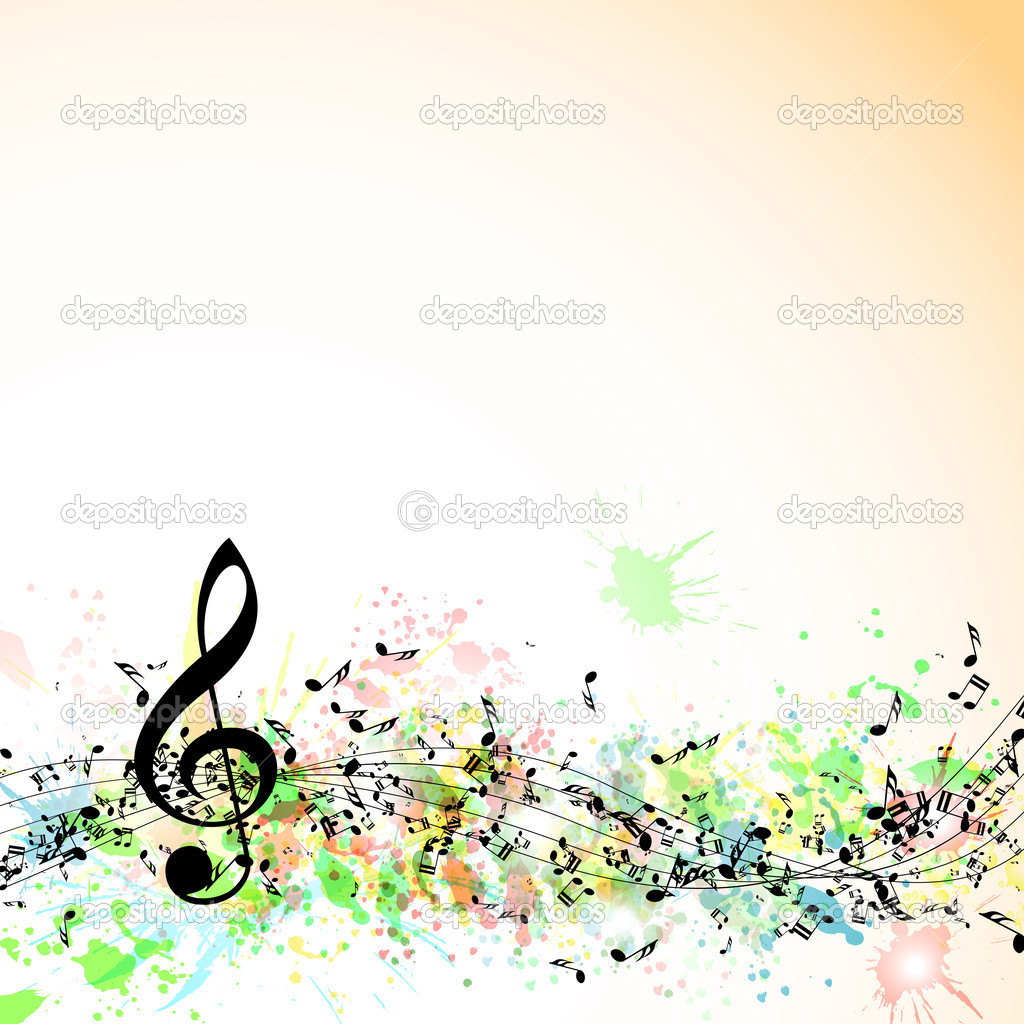 Musical notes staff background. Vector illustration.