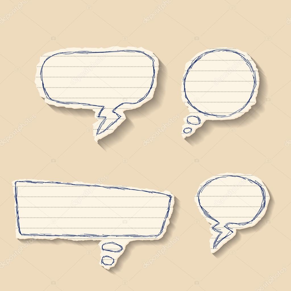 Set of speech bubbles from paper. Vector illustration