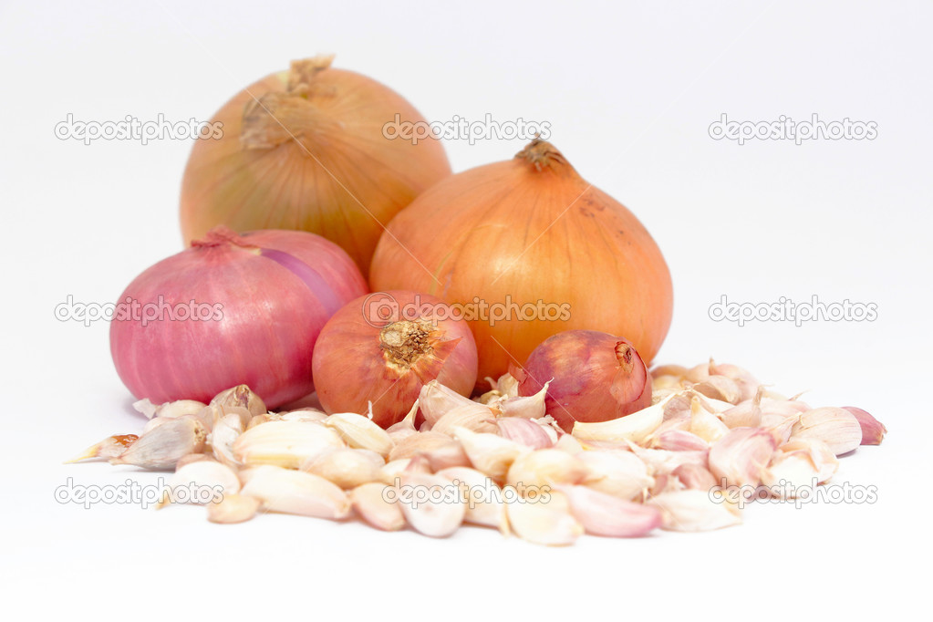 Aromatic herbs onions and garlic