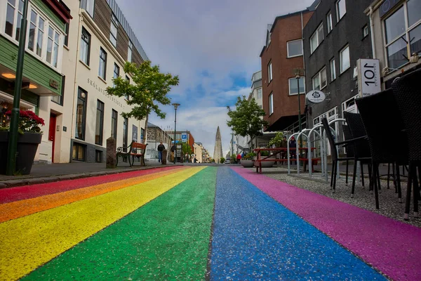 Рейк Явк Ісландія 06172022 Sklavrdustgur Rainbow Road Reykjavk — стокове фото