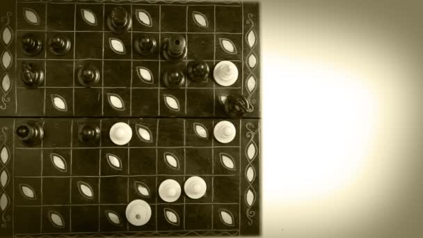 象棋比赛间隔拍摄视频的老电影效果 — 图库视频影像