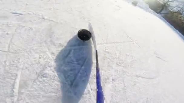 lední hokej driblování s tyč a puk
