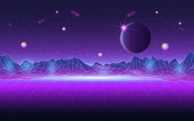 Geleceğin dijital teknolojisi metaverse, renkli arka plan kavramı. Vektör illüstrasyonu E10