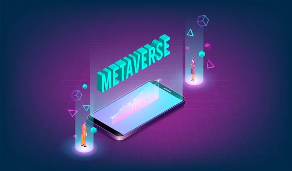 Geleceğin Dijital Teknolojisi Kavramı Metaverse Akıllı Telefonlar Dijital Cihazlar Üzerindeki — Stok Vektör