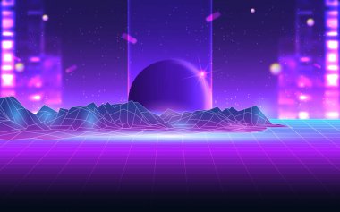 Geleceğin dijital teknolojisi metaverse, renkli arka plan kavramı. Vektör illüstrasyonu E10