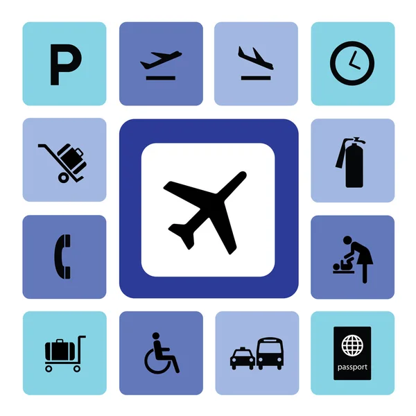 Iconos del aeropuerto — Vector de stock