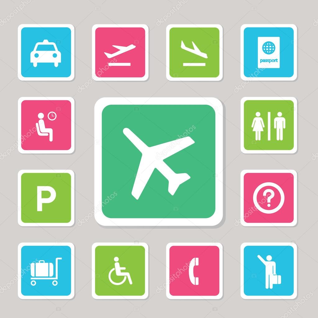 Airport icons set for use