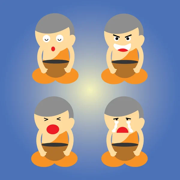 Buddhist monk cartoon — Stock Vector