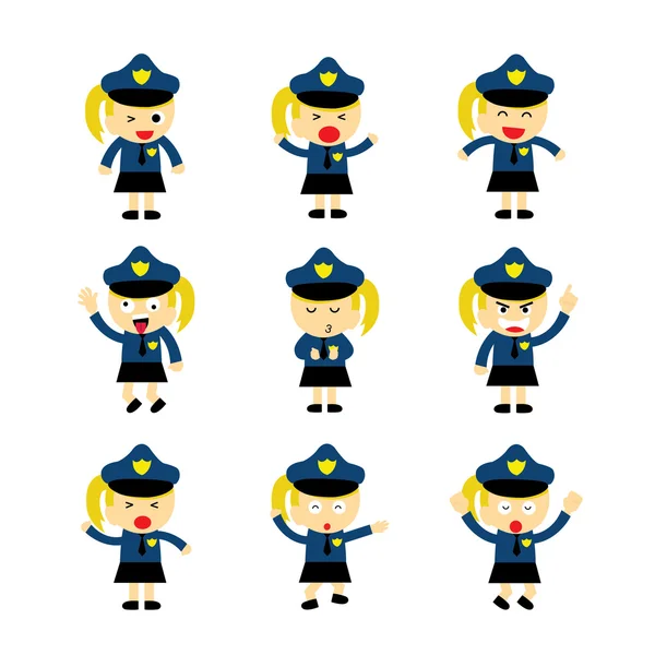 Policewoman emotions — Stock Vector