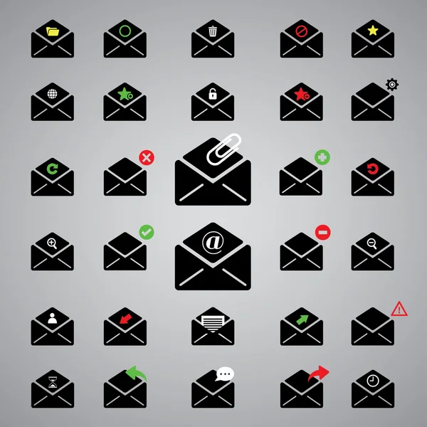 Email icono negro — Archivo Imágenes Vectoriales