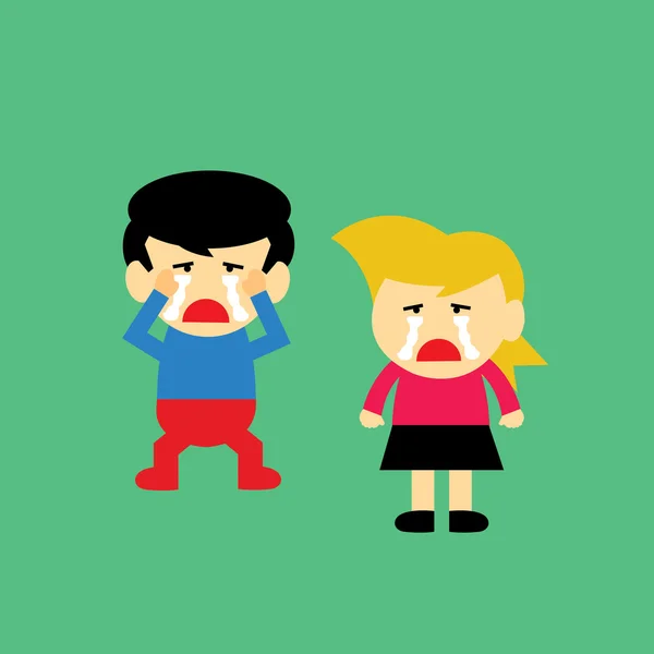 Garçon et fille pleurent — Image vectorielle