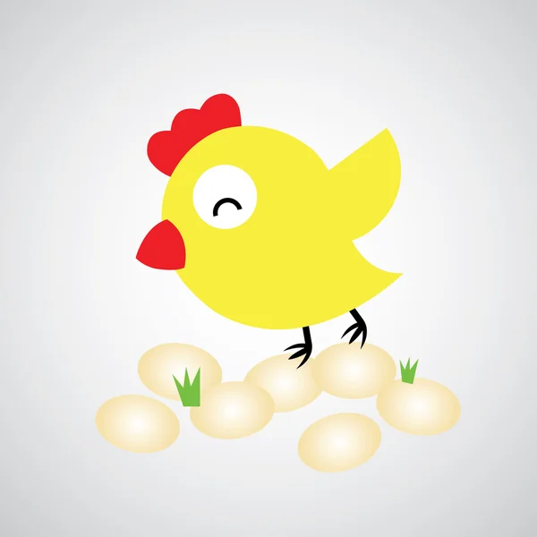 Cartoon hen with eggs — Stock Vector