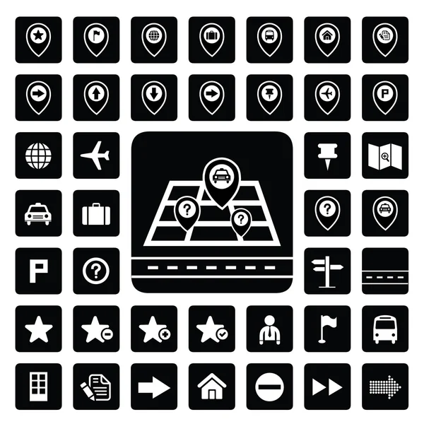 Map and Location Icons — Stock Vector