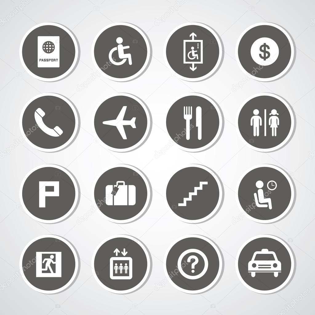 Airport icons set for use