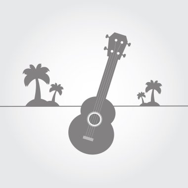 ukelele op het strand-symbool 