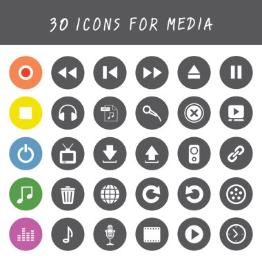music button icon set clipart