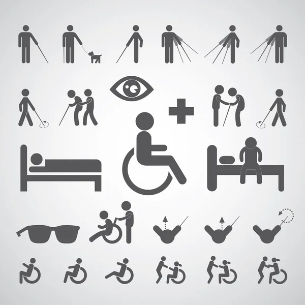 Patient aveugle handicapés et vieil homme symbole — Image vectorielle