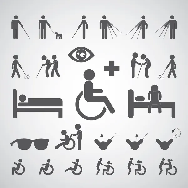 Patient aveugle handicapés et vieil homme symbole — Image vectorielle