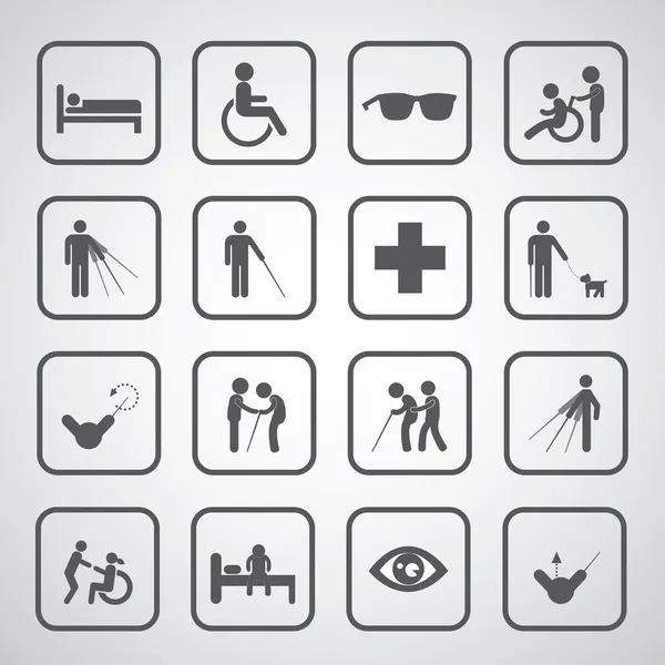 Patient aveugle handicapés et vieil homme symbole — Image vectorielle