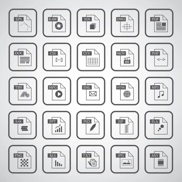 Type pictogram bestandenset — Stockvector